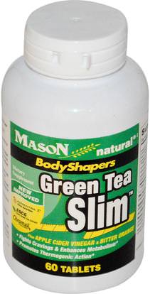 Mason Naturals, Green Tea Slim, 60 Tablets ,المكملات الغذائية، مضادات الأكسدة، الشاي الأخضر، الأعشاب، إغغ