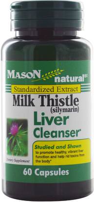 Mason Naturals, Milk Thistle (Silymarin) Liver Cleanser, 60 Capsules ,الصحة، السموم، الحليب الشوك (سيليمارين)