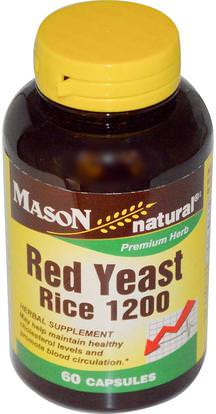 Mason Naturals, Red Yeast Rice 1200, 60 Capsules ,والمكملات الغذائية، والأرز الخميرة الحمراء
