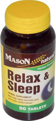 Mason Naturals, Relax & Sleep, 90 Tablets ,والمكملات الغذائية، والنوم