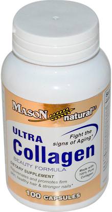 Mason Naturals, Ultra Collagen Beauty Formula, 100 Capsules ,الصحة، العظام، هشاشة العظام، الكولاجين، النساء، الجلد