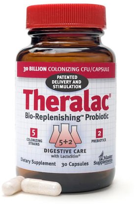 Master Supplements, Theralac, Bio-Replenishing Probiotic, 30 Capsules ,المنتجات المثلجة المبردة، والمكملات الغذائية، البروبيوتيك