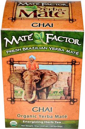 Mate Factor, Organic Yerba Mat, Chai, 20 Tea Bags, 2.47 oz (70 g) ,الغذاء، الشاي العشبية، يربا زميله، شاي تشاي