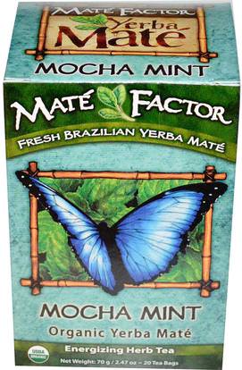 Mate Factor, Organic Yerba Mat, Mocha Mint, 20 Tea Bags, 2.47 oz (70 g) ,الطعام، شاي الأعشاب، يربا، ميت