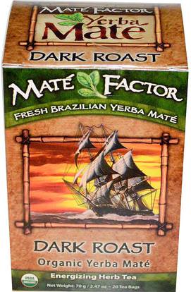 Mate Factor, Organic Yerba Mate, Dark Roast, 20 Tea Bags, 2.47 oz (70 g) ,الطعام، القهوة المشوي الداكن، شاي الأعشاب، يربا زميله