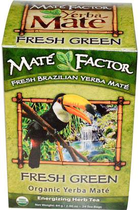 Mate Factor, Organic Yerba Mate, Fresh Green, 24 Tea Bags, 2.96 oz (84 g) ,الطعام، شاي الأعشاب، يربا، ميت