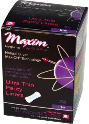 Maxim Hygiene Products, Ultra Thin Panty Liners, Natural Silver MaxION Technology, Lite, 24 Panty Liners ,حمام، الجمال، المرأة