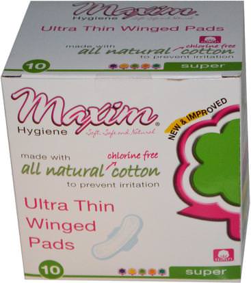 Maxim Hygiene Products, Ultra Thin Winged Pads, Super, 10 Pads ,حمام، الجمال، المرأة