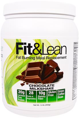 Maximum Human Performance, LLC, Fit & Lean, Fat Burning Meal Replacement, Chocolate Milkshake, 1.0 lb (450 g) ,والمكملات الغذائية، واستبدال وجبة يهز، وفقدان الوزن، والنظام الغذائي