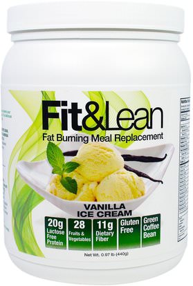 Maximum Human Performance, LLC, Fit & Lean, Fat Burning Meal Replacement, Vanilla Ice Cream, 0.97 lb (440 g) ,والمكملات الغذائية، واستبدال وجبة يهز، وفقدان الوزن، والنظام الغذائي