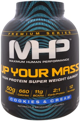 Maximum Human Performance, LLC, Up Your Mass, High Protein Super Weight Gainer, Cookies & Cream, 4.66 lbs (2,112 g) ,والرياضة، والرياضة