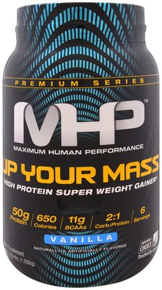 Maximum Human Performance, LLC, Up Your Mass, High Protein Super Weight Gainer, Vanilla, 2.33 lbs (1,056 g) ,والرياضة، والرياضة
