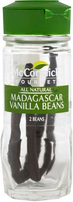 McCormick Gourmet, All Natural, Madagascar Vanilla Beans, 2 Beans ,والمكملات الغذائية، والفاصوليا الفانيليا استخراج والتوابل والتوابل