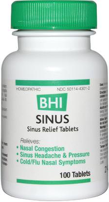 MediNatura, BHI, Sinus, 100 Tablets ,الصحة، صحة الأنف، الأنف، المكملات الغذائية، المثلية السعال البارد والانفلونزا