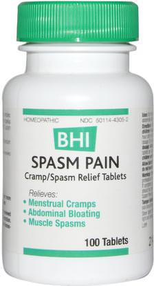 MediNatura, BHI, Spasm Pain, 100 Tablets ,الصحة، متلازمة ما قبل الحيض، ما قبل الحيض، ومكافحة الألم