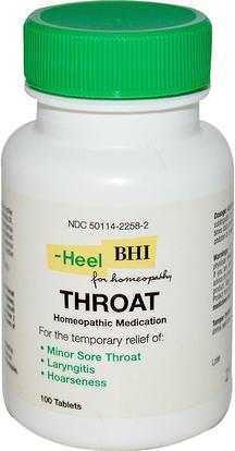 MediNatura, BHI, Throat, Homeopathic Medication, 100 Tablets ,والصحة، والانفلونزا الباردة والفيروسية، ورذاذ الرعاية الحلق
