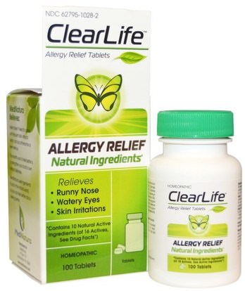MediNatura, ClearLife, Allergy Relief Tablets, 100 Tablets ,والمكملات الغذائية، المثلية، والحساسية، والحساسية