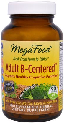 MegaFood, Adult B-Centered, 90 Tablets ,الفيتامينات، الفيتامينات
