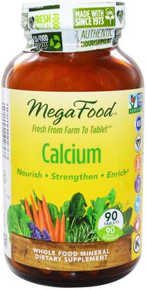 MegaFood, Calcium, 90 Tablets ,المكملات الغذائية، والمعادن، والكالسيوم
