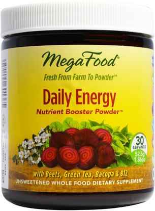 MegaFood, Daily Energy Nutrient Booster Powder, 1.86 oz (52.5 g) ,المكملات الغذائية، مضادات الأكسدة، التعزيزات الغذائية