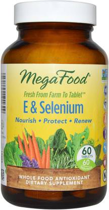 MegaFood, E & Selenium, 60 Tablets ,المكملات الغذائية، مضادات الأكسدة، السيلينيوم
