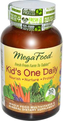 MegaFood, Kids One Daily, 30 Tablets ,الفيتامينات، الفيتامينات المتعددة، الأطفال الفيتامينات