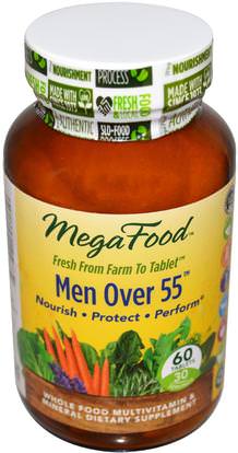 MegaFood, Men Over 55, Whole Food Multivitamin & Mineral, Iron Free, 60 Tablets ,الفيتامينات، الرجال الفيتامينات، الرجال