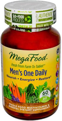 MegaFood, Mens One Daily, Iron Free, 60 Tablets ,الفيتامينات، الرجال الفيتامينات