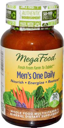 MegaFood, Men's One Daily, Iron Free Formula, 30 Tablets ,الفيتامينات، الرجال الفيتامينات