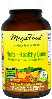 MegaFood, Multi for Healthy Bone, 120 Tablets ,الفيتامينات، الفيتامينات، العظام، هشاشة العظام