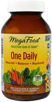 MegaFood, One Daily, 180 Tablets ,الفيتامينات، الفيتامينات