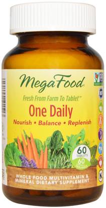 MegaFood, One Daily, 60 Tablets ,الفيتامينات، الفيتامينات