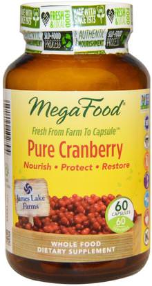 MegaFood, Pure Cranberry, 60 Capsules ,الأعشاب، التوت البري