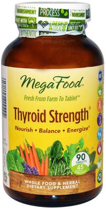 MegaFood, Thyroid Strength, 90 Tablets ,الصحة، الغدة الدرقية، المكملات الغذائية، المعادن، اليود