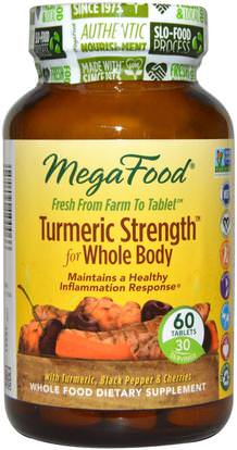 MegaFood, Turmeric Strength for Whole Body, 60 Tablets ,المكملات الغذائية، مضادات الأكسدة، الكركمين، الكركم