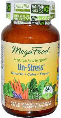 MegaFood, Un-Stress, 60 Tablets ,الفيتامينات، الفيتامينات، الصحة، مكافحة الإجهاد