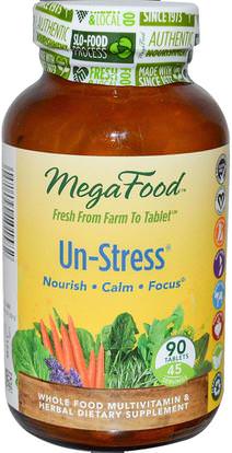 MegaFood, Un-Stress, 90 Tablets ,والصحة، ومكافحة الإجهاد