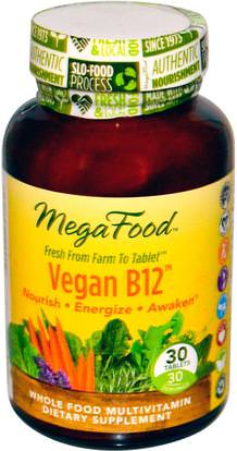 MegaFood, Vegan B12, 30 Tablets ,الفيتامينات، فيتامين ب