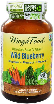 MegaFood, Wild Blueberry, 90 Tablets ,الأعشاب، العنبية