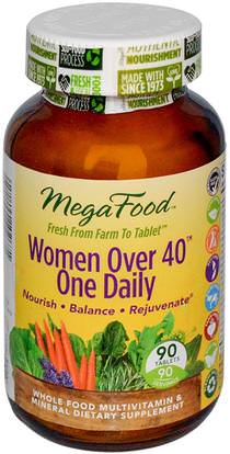 MegaFood, Women Over 40 One Daily, 90 Tablets ,الفيتامينات، النساء الفيتامينات المتعددة، النساء