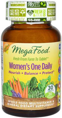 MegaFood, Womens One Daily, Whole Food Multivitamin & Mineral, 30 Tablets ,الفيتامينات، النساء الفيتامينات المتعددة، النساء