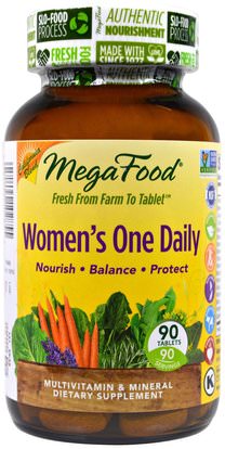 MegaFood, Womens One Daily, Whole Food Multivitamin & Mineral, 90 Tablets ,الفيتامينات، النساء الفيتامينات المتعددة، النساء