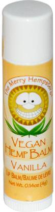 Merry Hempsters, Vegan Hemp Balm, Lip Balm, Vanilla 0.14 oz (4 g) ,حمام، الجمال، العناية الشفاه، بلسم الشفاه