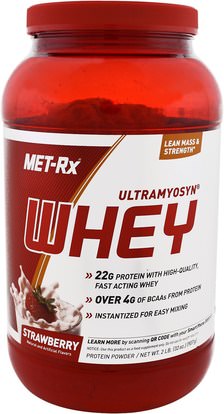 MET-Rx, 100% Ultramyosyn Whey, Strawberry, 32 oz (907 g) ,المكملات الغذائية، بروتين مصل اللبن