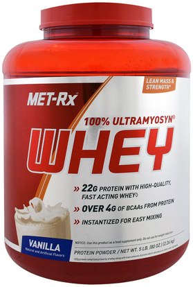 MET-Rx, 100% Ultramyosyn Whey, Vanilla, 80 oz (2.26 kg) ,والرياضة، والعضلات، والبروتين، بروتين الرياضة