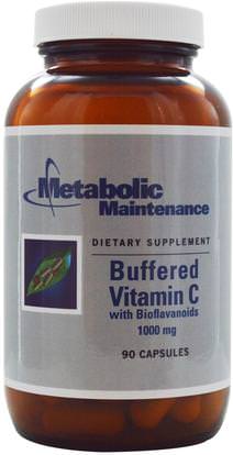 Metabolic Maintenance, Buffered Vitamin C with Bioflavonoids, 1000 mg, 90 Capsules ,الفيتامينات، فيتامين ج مخزنة