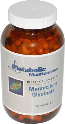 Metabolic Maintenance, Magnesium Glycinate, 180 Capsules ,المكملات الغذائية، المعادن، غليسينات المغنيسيوم
