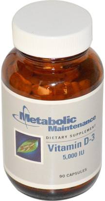 Metabolic Maintenance, Vitamin D-3, 5,000 IU, 90 Capsules ,الفيتامينات، فيتامين d3