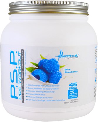 Metabolic Nutrition, P.S.P. Pre-Workout, Blue Raspberry, 360 g ,والرياضة، تجريب