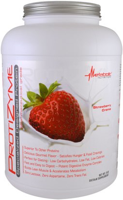 Metabolic Nutrition, ProtiZyme, Specialized Design Protein, Strawberry Creme, 5 lb ,والرياضة، والمكملات الغذائية، بروتين مصل اللبن